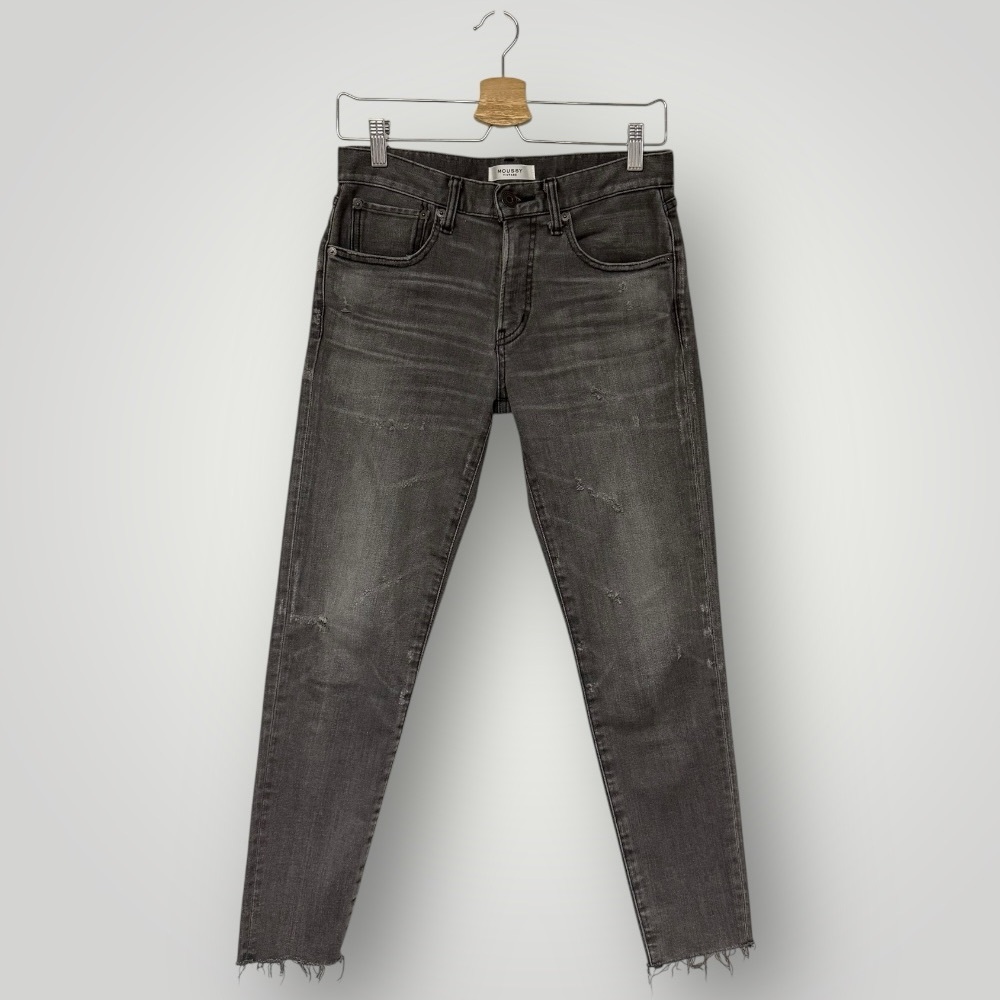 MOUSSY VINTAGE MV Staley Tapered Ankle Jeans Black Raw Hem Size 26